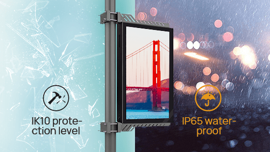 Digital signage with Protection against vandalism